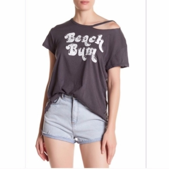 SunnySide Tops - SunnySide Gray Beach Bum Ripped Neck Tee